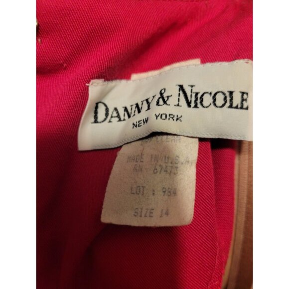 Vintage 80s Danny And Nicole Tuxedo Dress Buttons Pink Navy Blue Sz 14 Mod Large - Picture 4 of 4